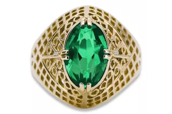 مجوهرات فينتاج خاتم الزمرد 14 كارت من الذهب الأصفر vrc030y